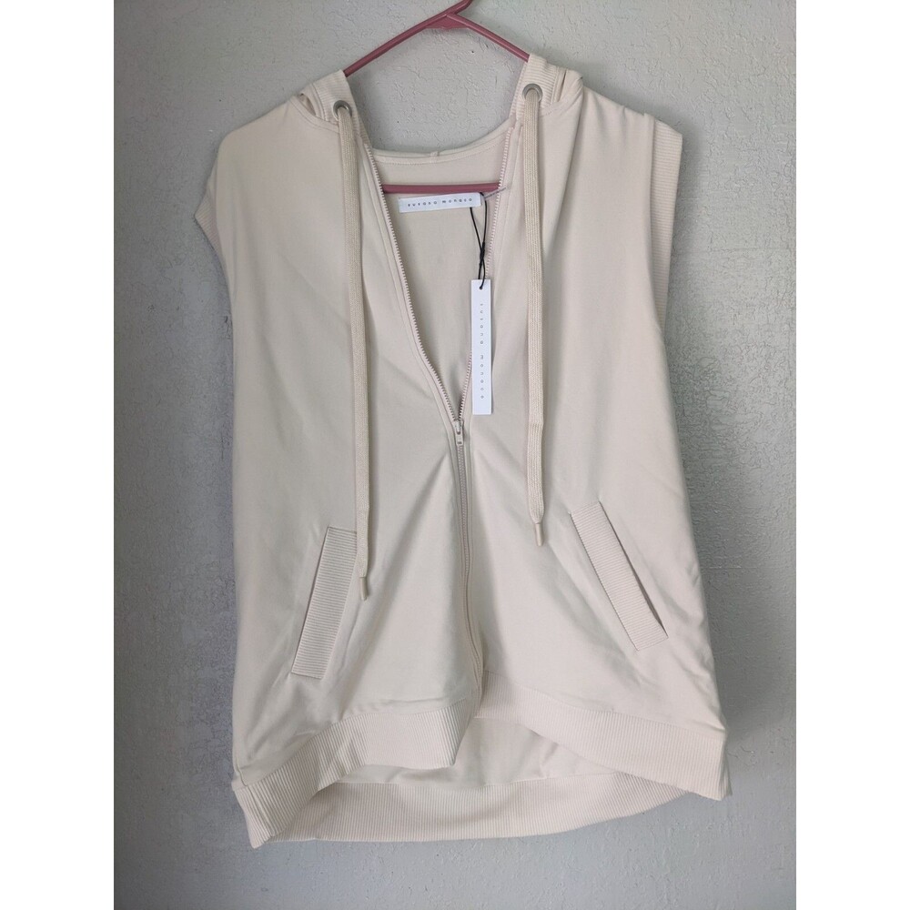 Susana Monaco rib trim sleeveless vest M Belgian cream Boho Indie Classic NWT